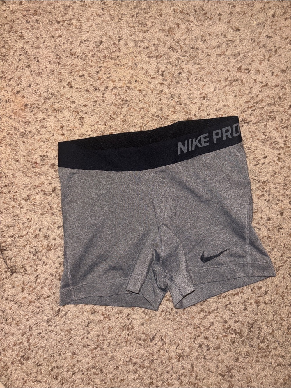 Nike Gray Pro Compression Bike Shorts with Black Waistband